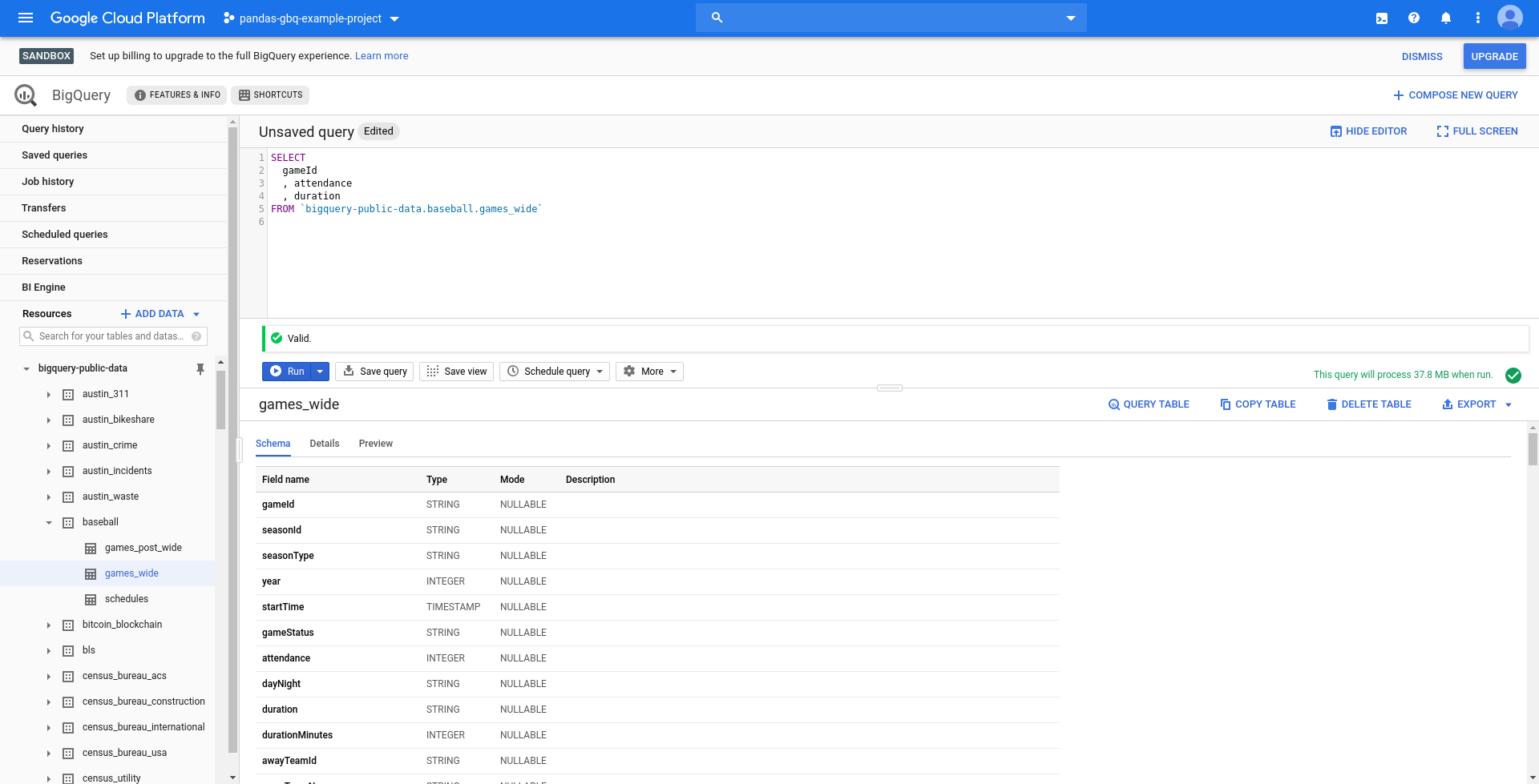 BigQuery UI